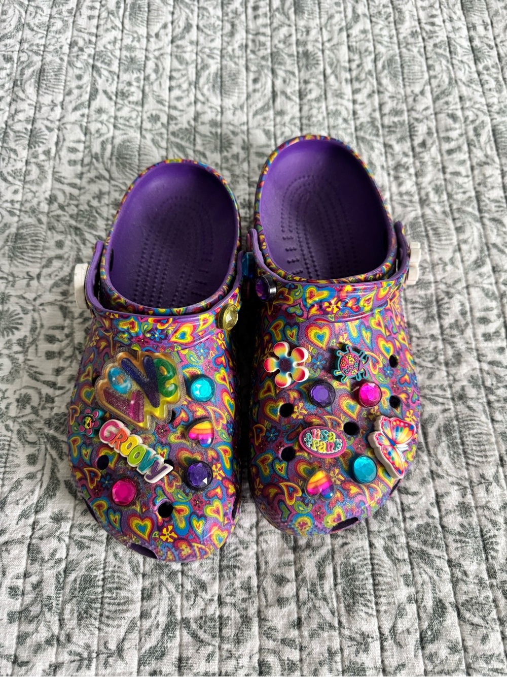 Lisa Frank Purple Clog Shoes with Colorful Charms